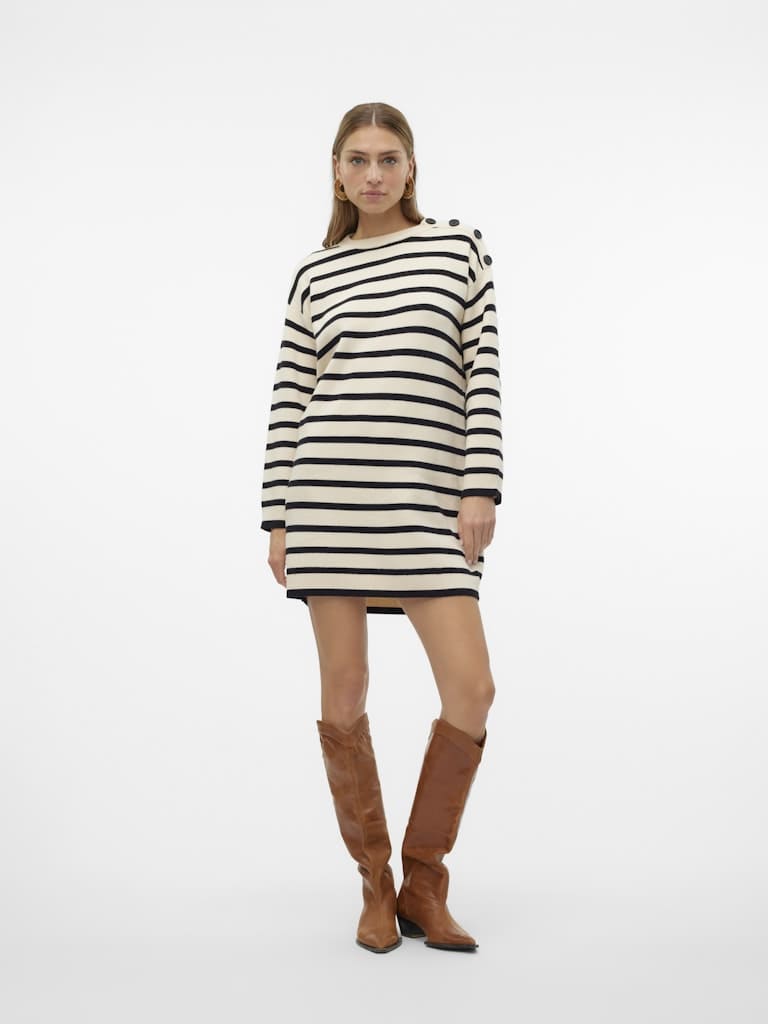 VMSABA LS O-NECK BUTTON DRESS GA