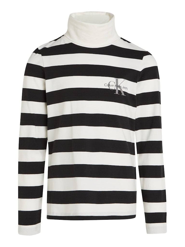 SLIM ROLL NECK STRIPE LS T-SHIRT