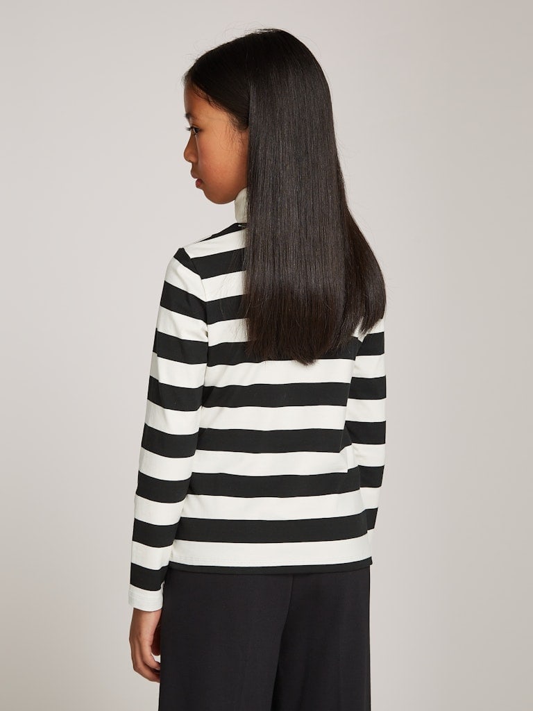 SLIM ROLL NECK STRIPE LS T-SHIRT