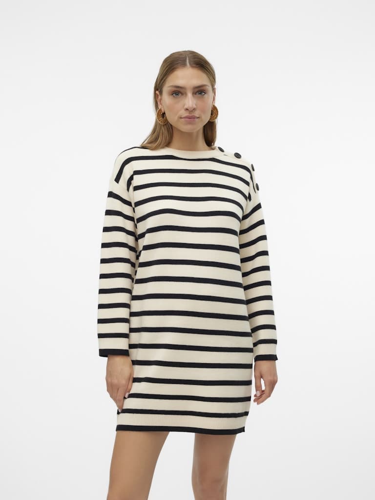 VMSABA LS O-NECK BUTTON DRESS GA