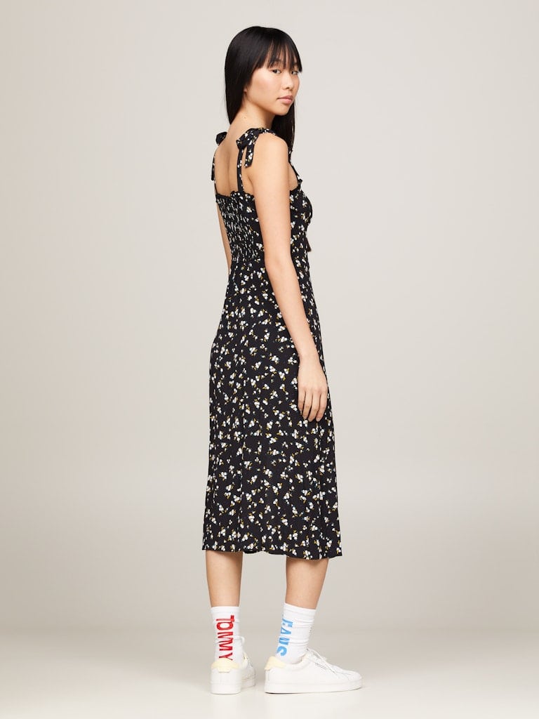 TJW MIDI FLORAL RUFFLE DRESS