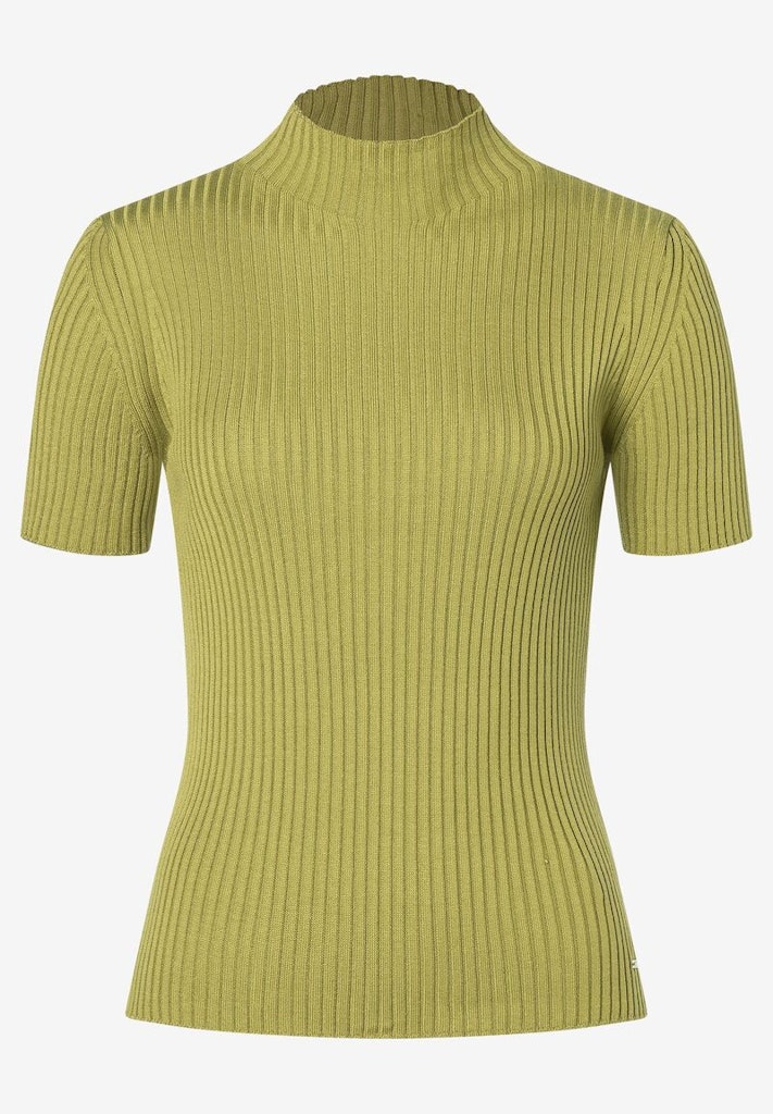 Rippstrick-Pullover Kurzarm soft moss green