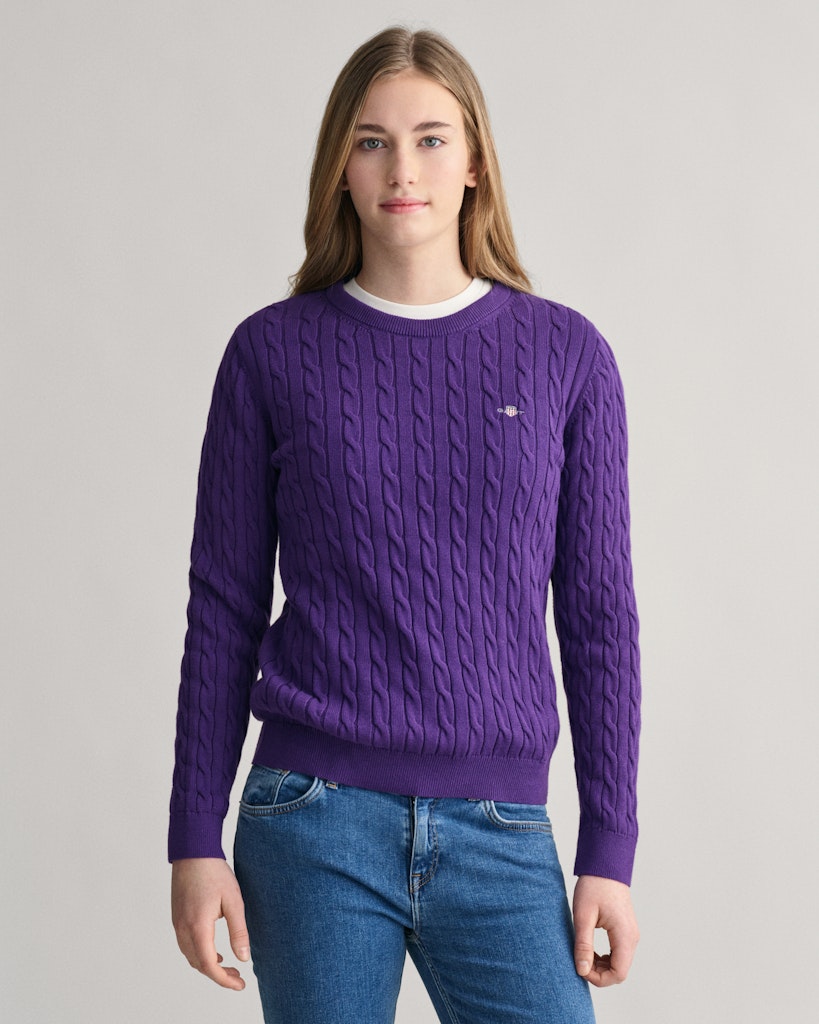 Teen Girls Shield Zopfstrick Baumwollpullover