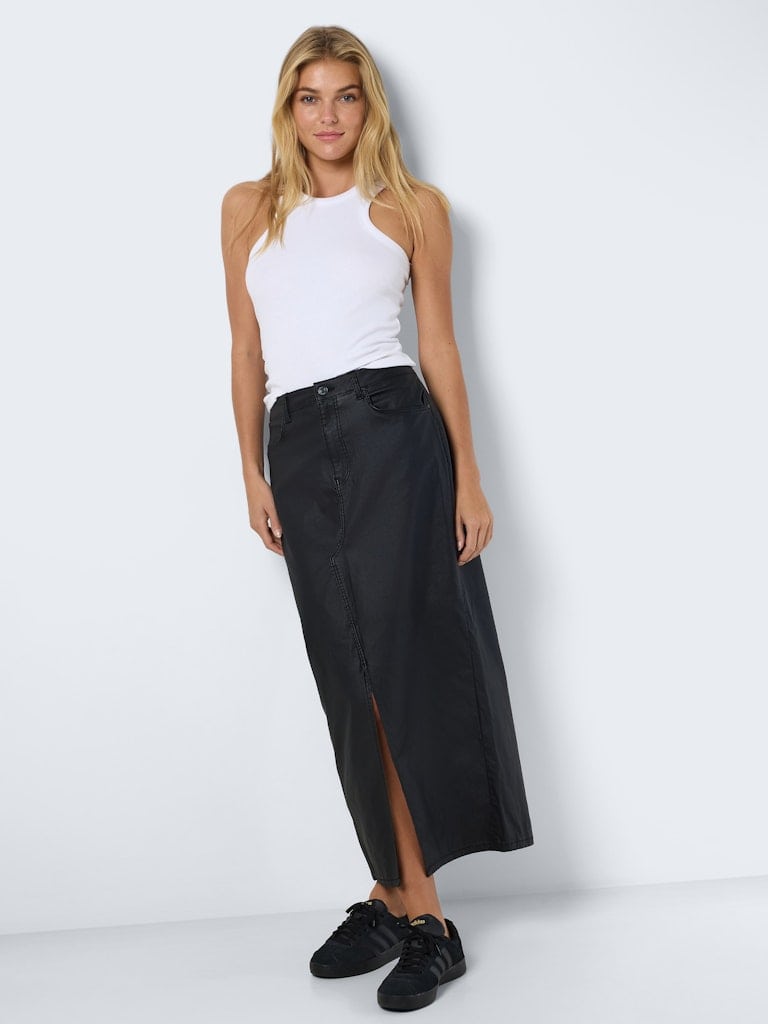 NMKATH NW SLIT LONG SKIRT COATED BL NOOS