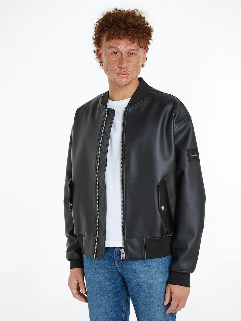 FAUX LEATHER BOMBER