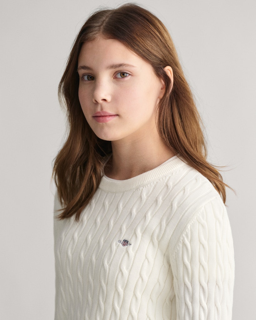 Teen Girls Shield Zopfstrick Baumwollpullover