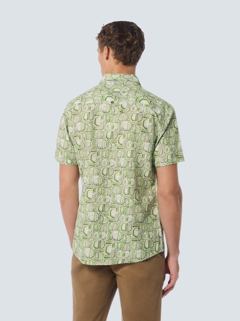 Shirt Short Sleeve Allover Printed With Linen