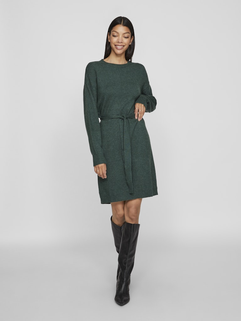 VIRIL O-NECK L/S BELT KNIT DRESS - NOOS