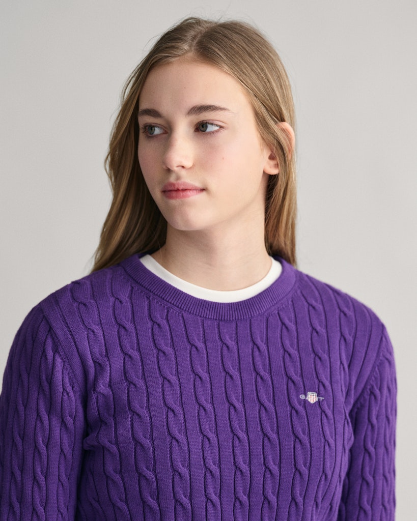 Teen Girls Shield Zopfstrick Baumwollpullover