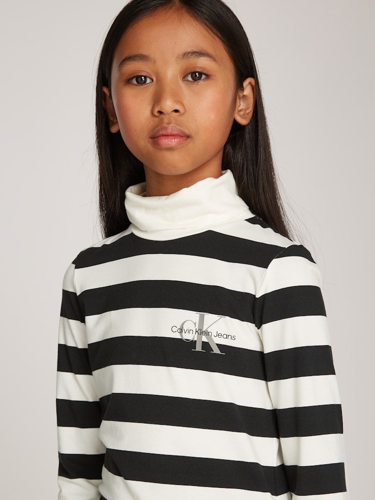 SLIM ROLL NECK STRIPE LS T-SHIRT