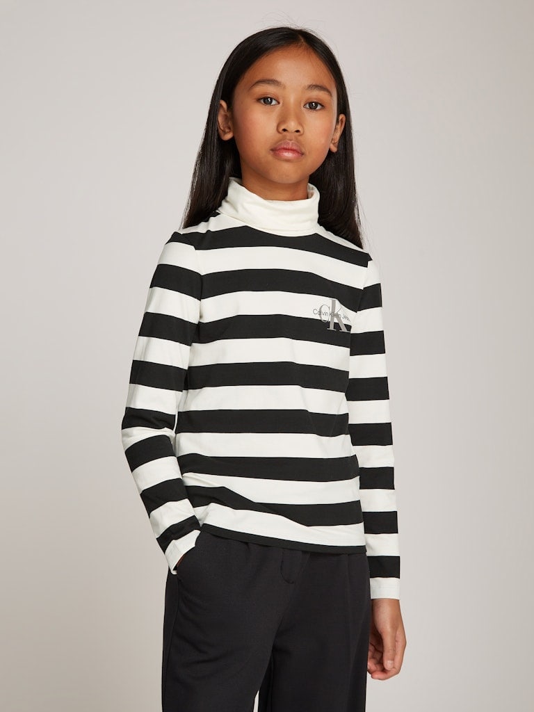 SLIM ROLL NECK STRIPE LS T-SHIRT