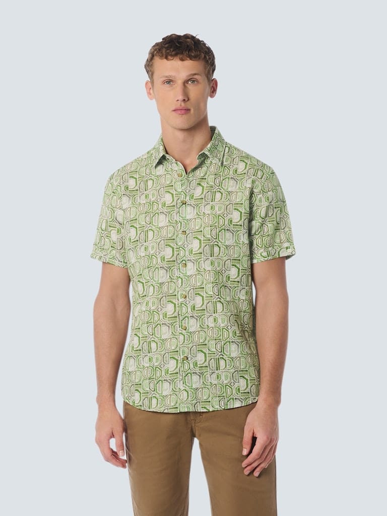 Shirt Short Sleeve Allover Printed With Linen