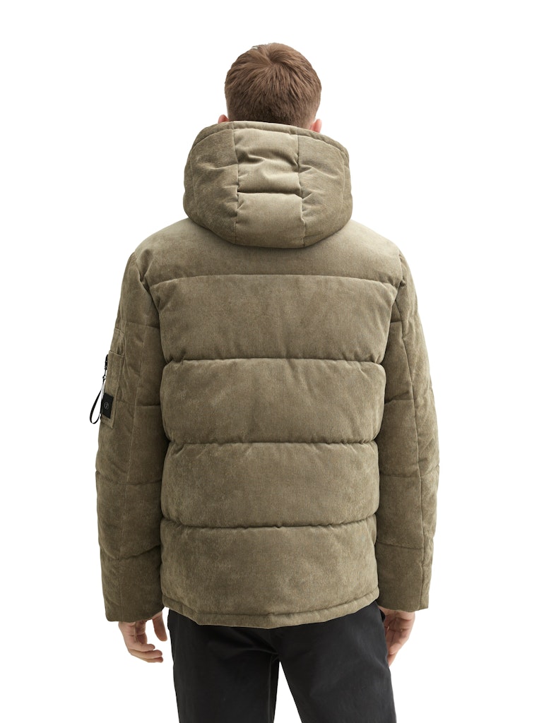 Kord Pufferjacke mit Kapuze