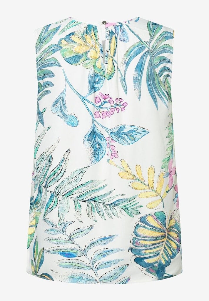 Satin Blusentop Blätterprint Sommer-Kollektion