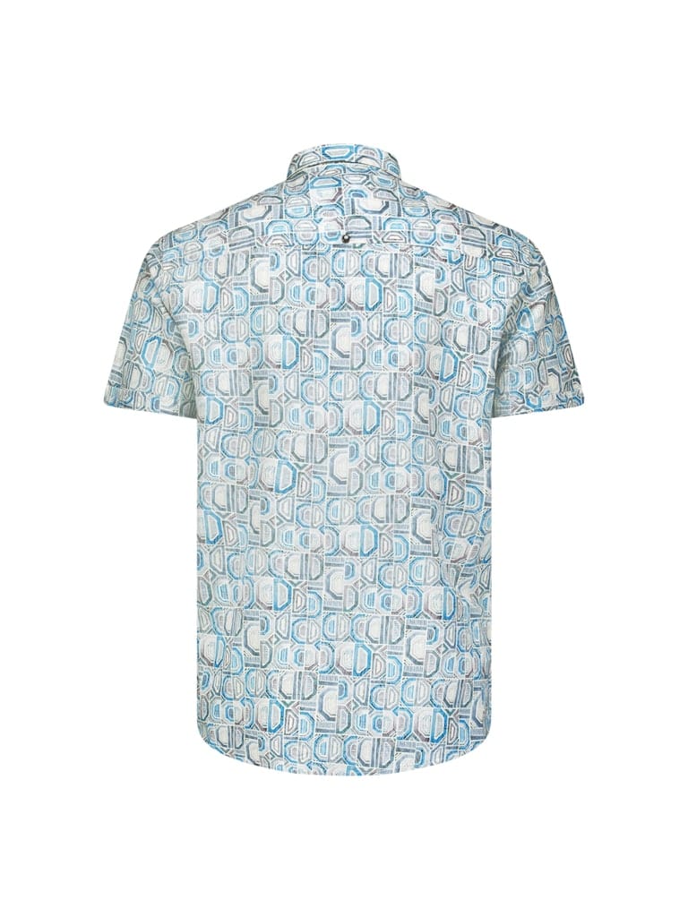 Shirt Short Sleeve Allover Printed With Linen