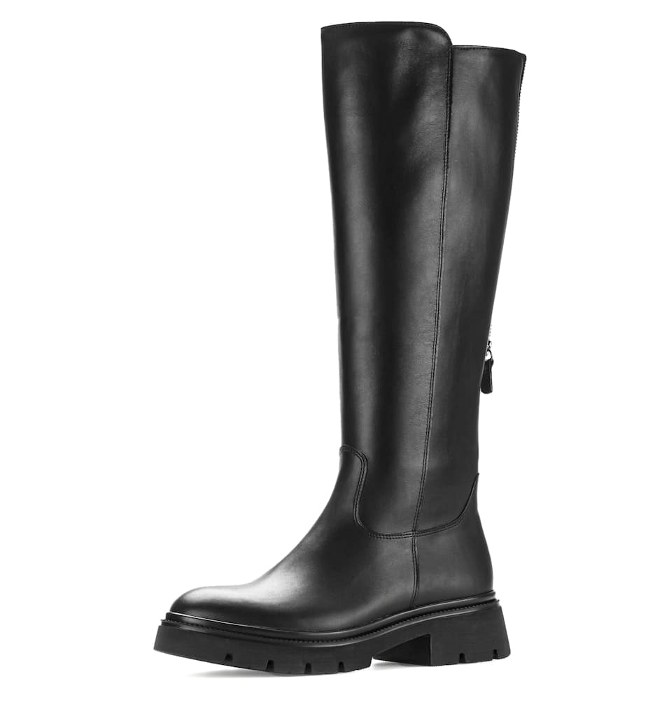 sportliche Stiefel Materialmix Leder/Lederimitat b