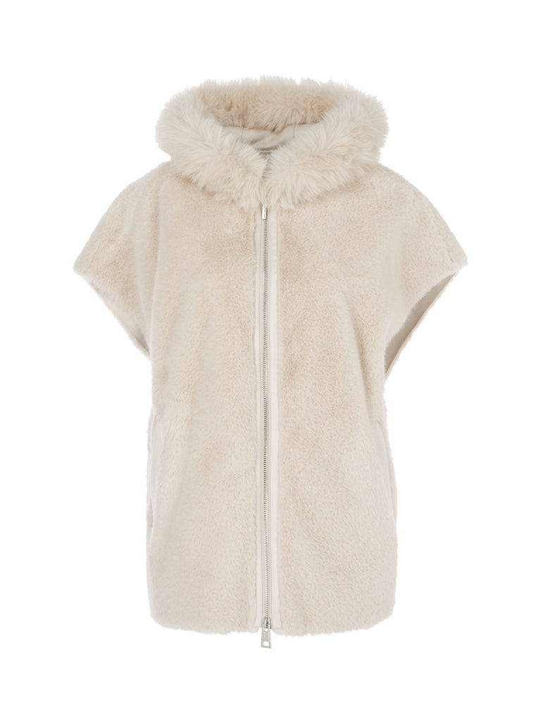 Oversized Kapuzenweste aus Fun Fur