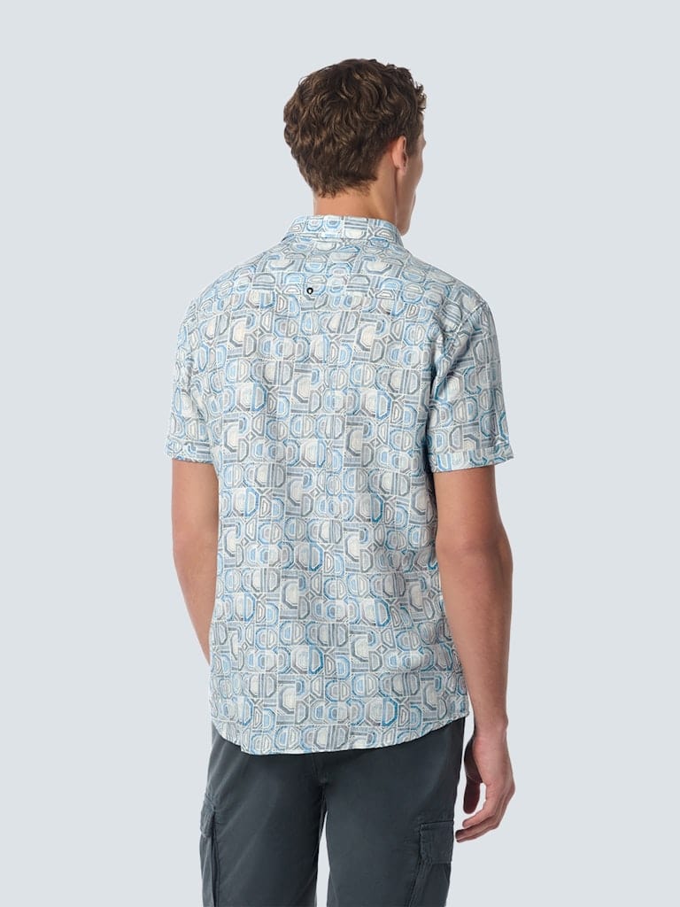 Shirt Short Sleeve Allover Printed With Linen