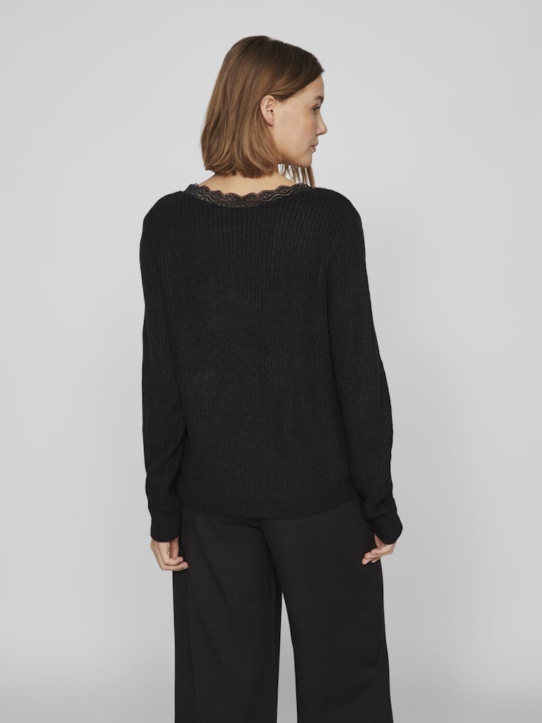 VILOU REV V-NECK L/S LACE KNIT TOP -NOOS