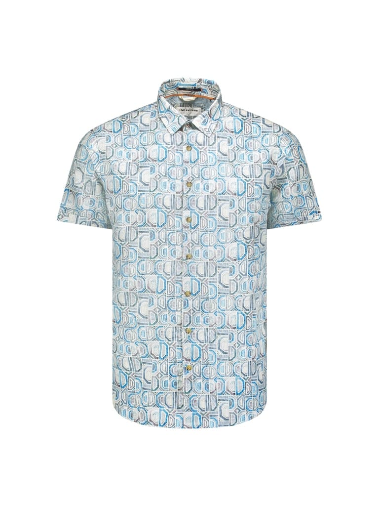 Shirt Short Sleeve Allover Printed With Linen