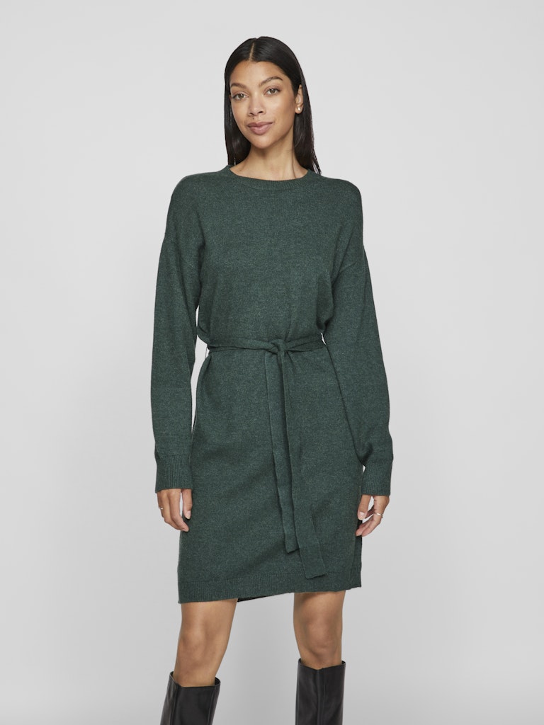 VIRIL O-NECK L/S BELT KNIT DRESS - NOOS