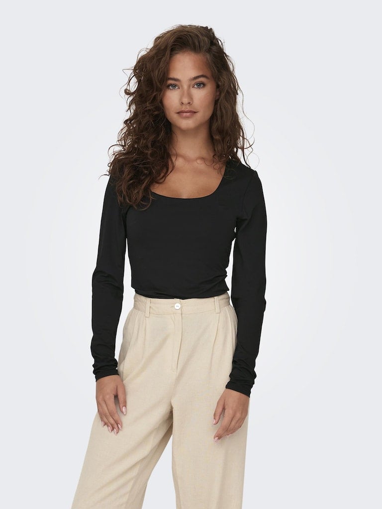 ONLEA L/S 2-WAY DEEP NECK TOP JRS NOOS