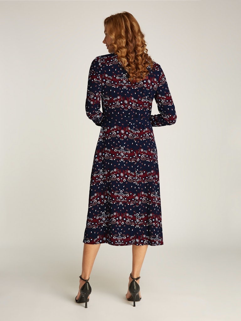 TJW FLORAL BELTED MIDI DRESS