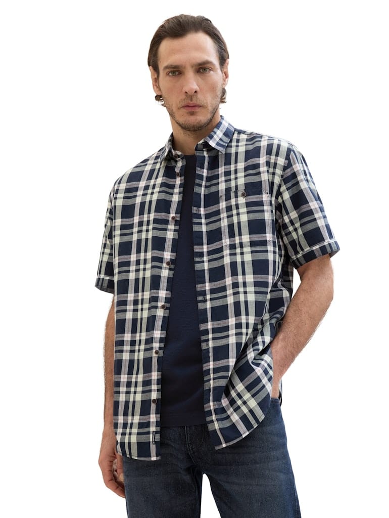 checked slubyarn shirt