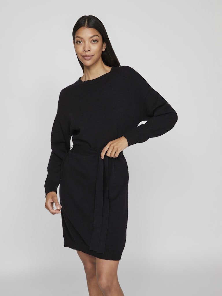 VIRIL O-NECK L/S BELT KNIT DRESS - NOOS