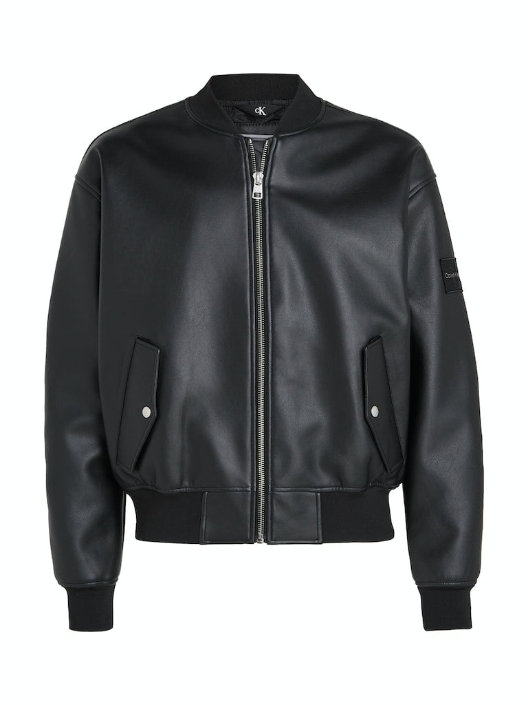 FAUX LEATHER BOMBER