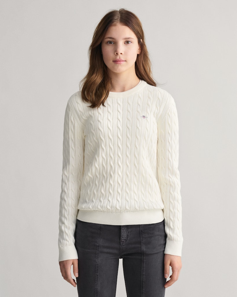 Teen Girls Shield Zopfstrick Baumwollpullover