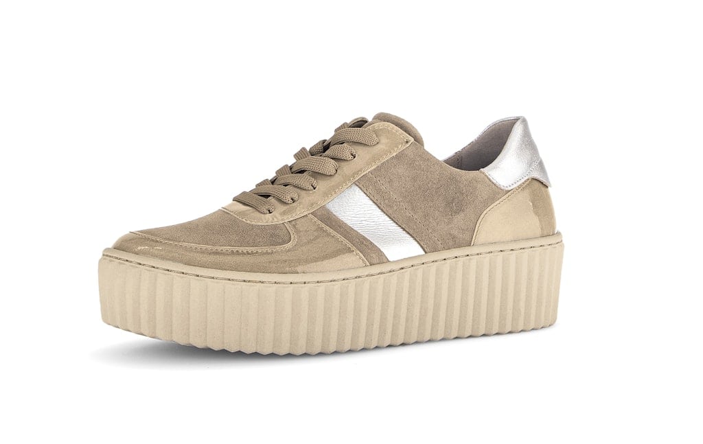 Sneaker low Materialmix Leder grau