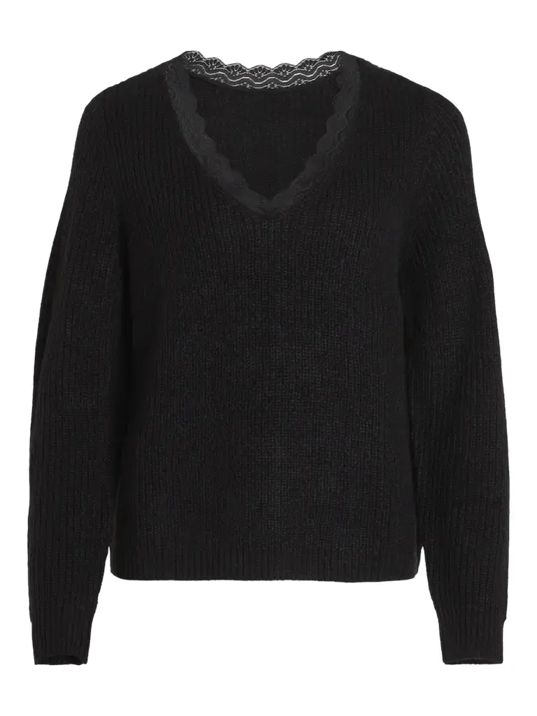 VILOU REV V-NECK L/S LACE KNIT TOP -NOOS