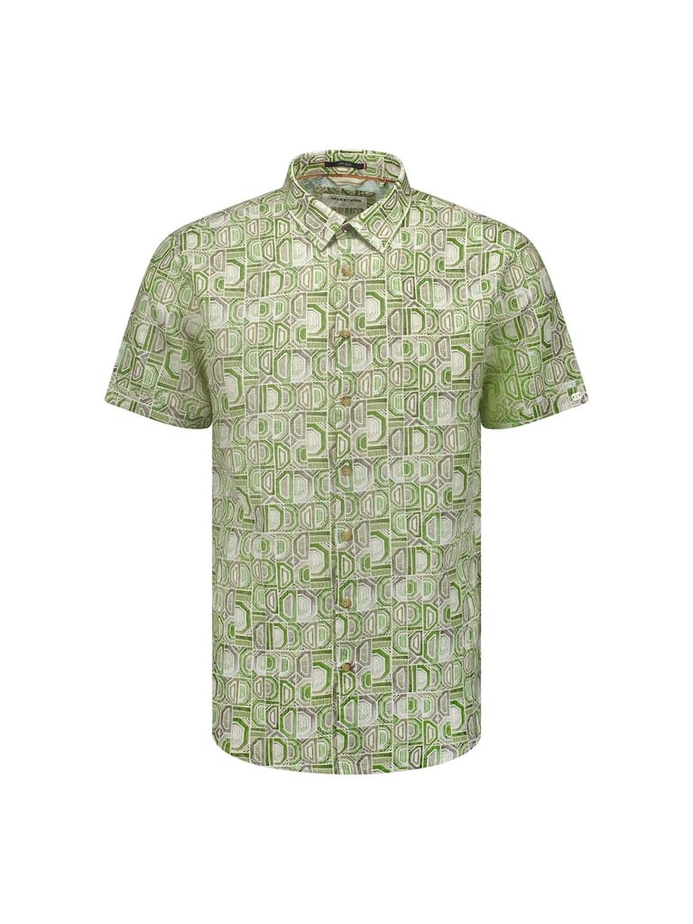 Shirt Short Sleeve Allover Printed With Linen