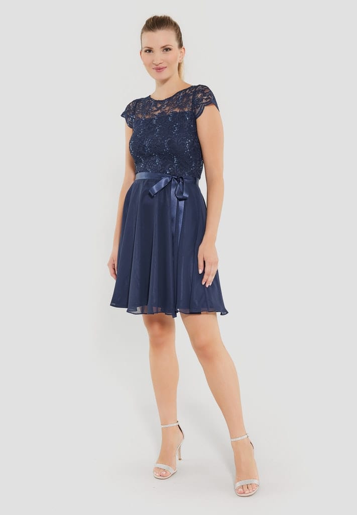 Cocktailkleid aus Spitze und Chiffon