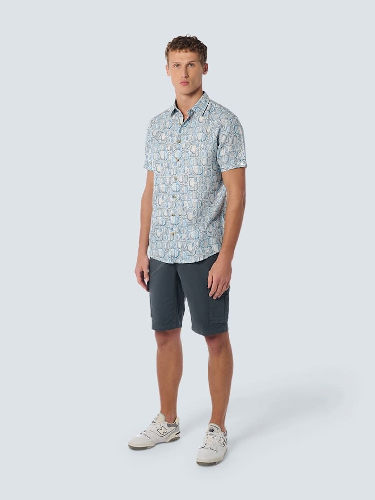 Shirt Short Sleeve Allover Printed With Linen