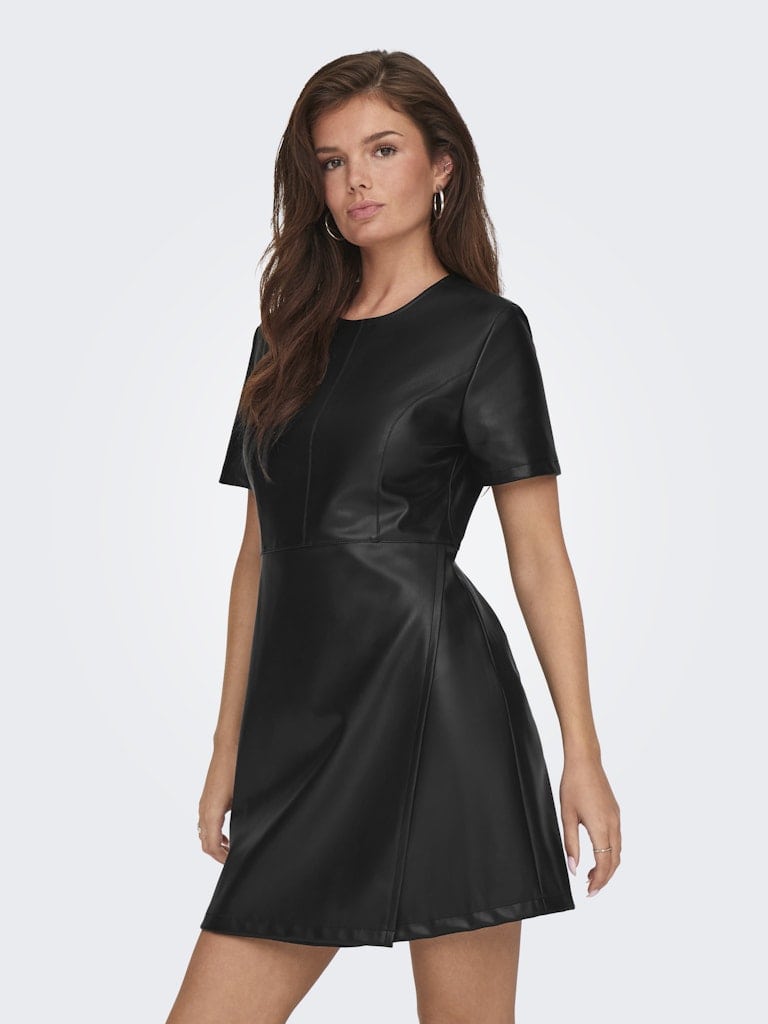 ONLHERO S/S FAUX LEATHER DRESS PNT