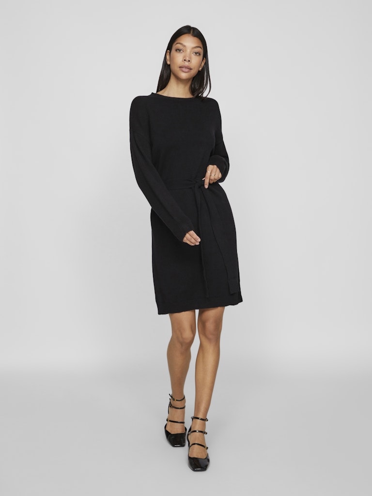 VIRIL O-NECK L/S BELT KNIT DRESS - NOOS