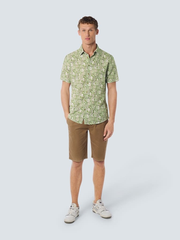 Shirt Short Sleeve Allover Printed With Linen