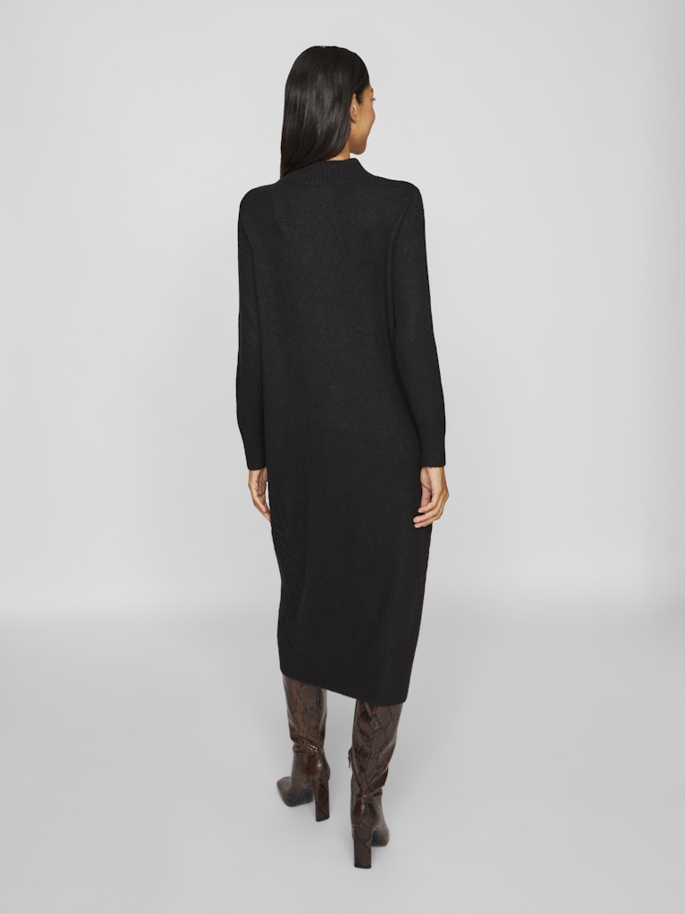 VIKIKU L/S HIGH NECK MIDI KNIT DRESS/PB