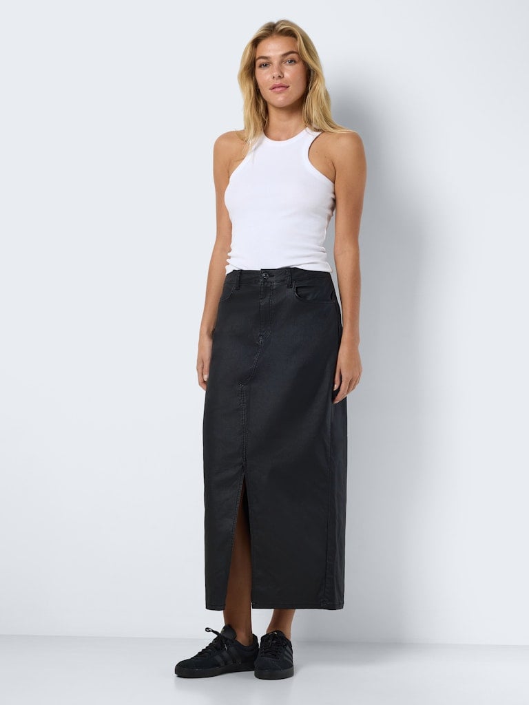 NMKATH NW SLIT LONG SKIRT COATED BL NOOS