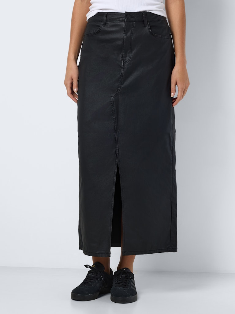 NMKATH NW SLIT LONG SKIRT COATED BL NOOS