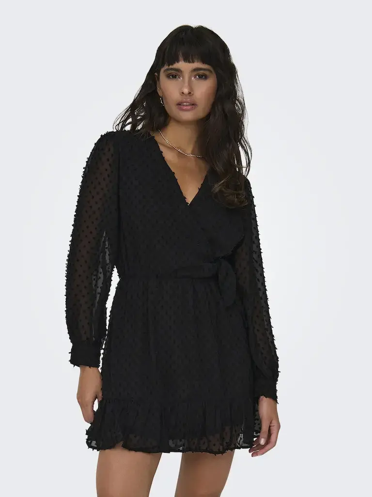 ONLTIVA L/S DOBBY FAKE WRAP DRESS WVN